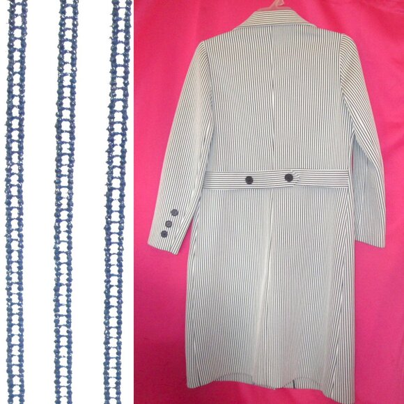 mod 1970s vintage coat dress suit size medium blue white set - Picture 5 of 7